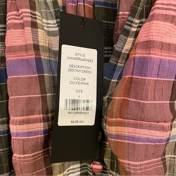 NEW Veronica Beard Destiny Dress in Olive Pink Plaid 2 - Picture 8 of 12